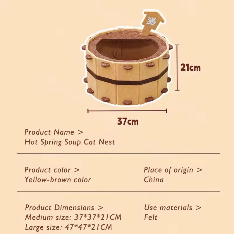 Cozy Felt Cat Bed - Semi-Enclosed Pet Nest with Scratch Surface