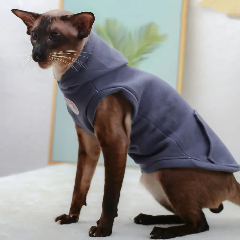 Sphynx Cat Winter Hoodies & Fleece Vest - Warm Cotton Pajamas