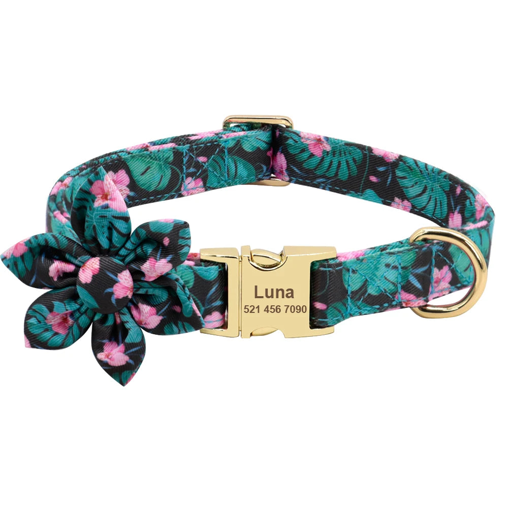 Personalized Dog Collar and Leash Set - Custom Engraved ID Collar