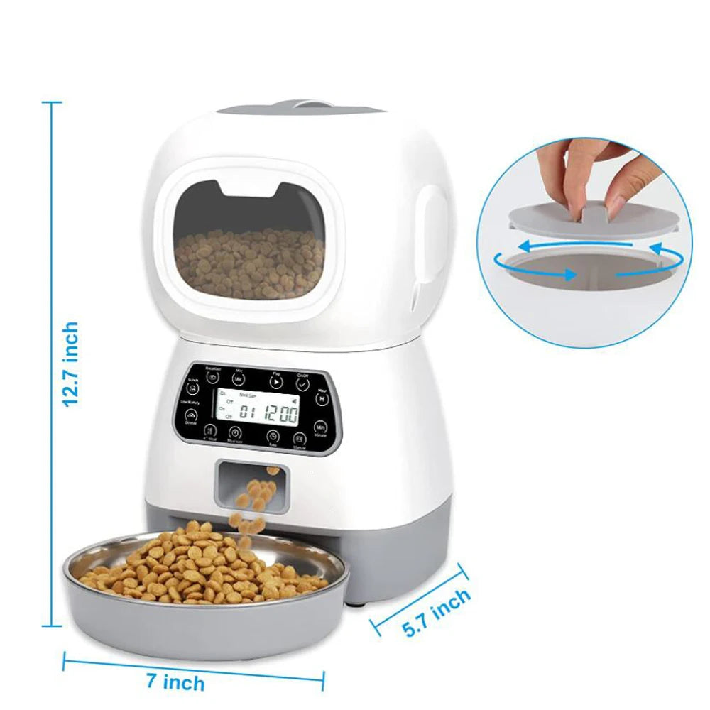 Smart Automatic Pet Feeder 3.5L - WiFi Enabled Food Dispenser for Cats & Dogs
