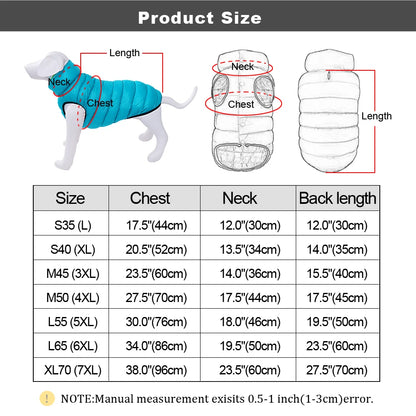 Reversible Waterproof Dog Vest - 3-Layer Winter Jacket for Small to Large Dogs