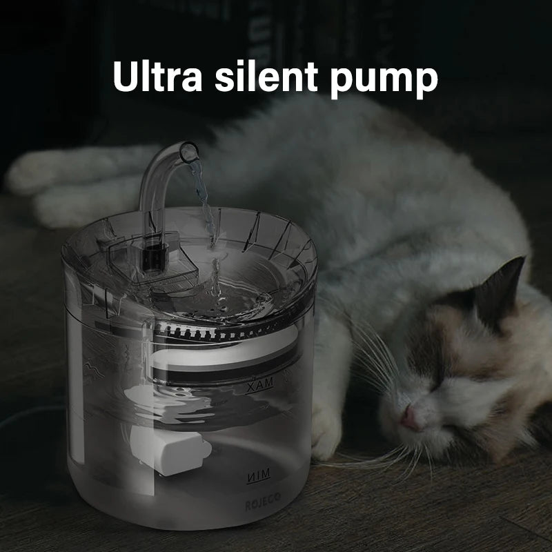ROJECO Automatic Cat Water Fountain with Smart Sensor - 2L Pet Drinking Dispenser