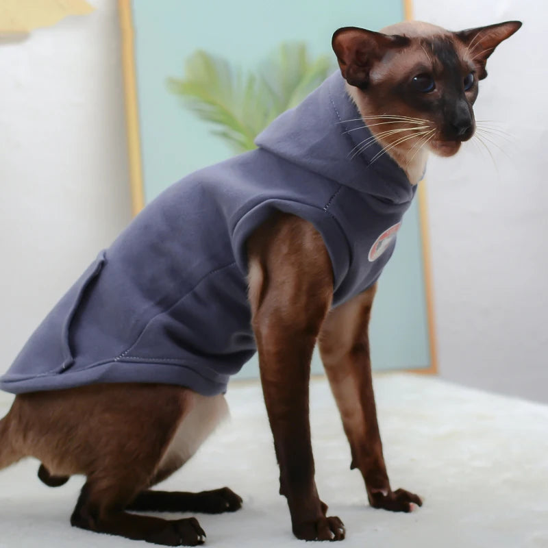 Sphynx Cat Winter Hoodies & Fleece Vest - Warm Cotton Pajamas