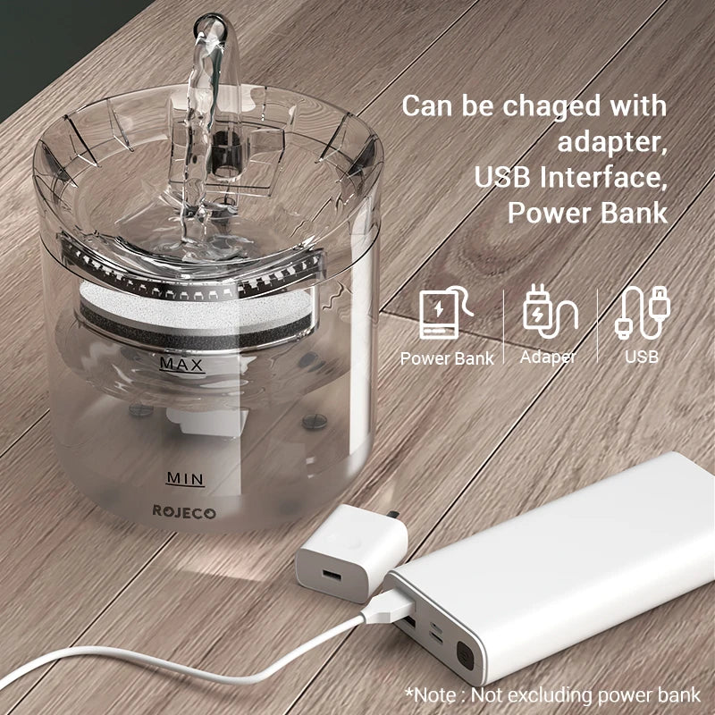 ROJECO Automatic Cat Water Fountain with Smart Sensor - 2L Pet Drinking Dispenser