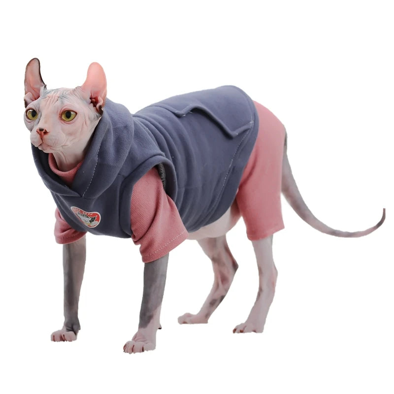 Sphynx Cat Winter Hoodies & Fleece Vest - Warm Cotton Pajamas