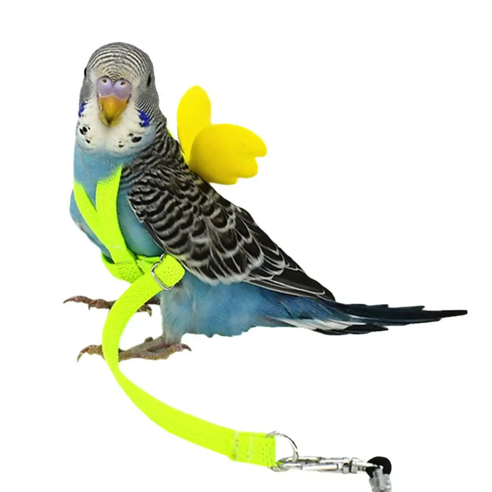 Adjustable Parrot Bird Harness & Leash Set - Anti-Bite Training Rope for Small Birds