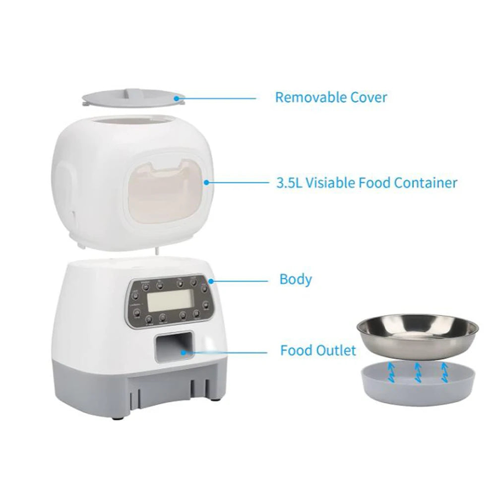Smart Automatic Pet Feeder 3.5L - WiFi Enabled Food Dispenser for Cats & Dogs