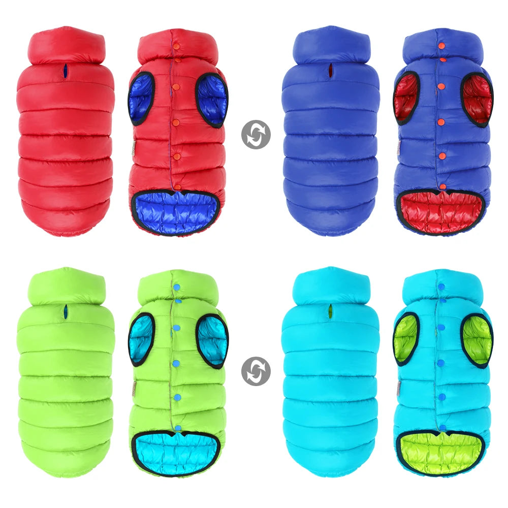 Reversible Waterproof Dog Vest - 3-Layer Winter Jacket for Small to Large Dogs