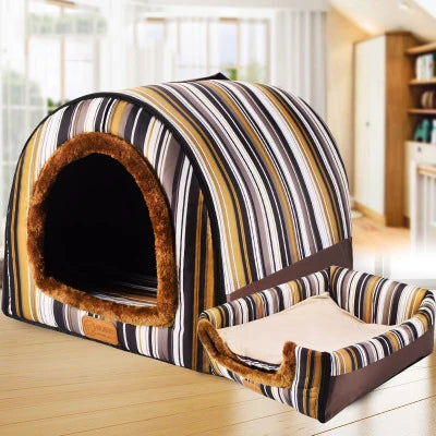 Cozy Star Print Pet House - Foldable Dog & Cat Bed