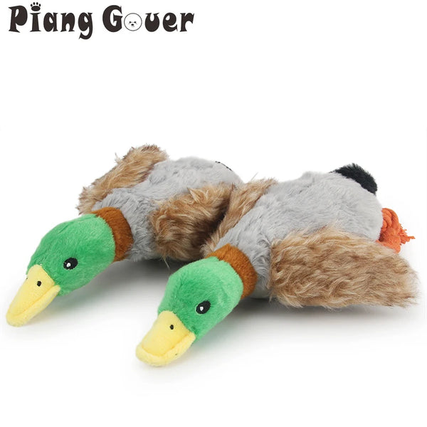 Plush Duck Squeaky Dog Toy - Interactive Chew Toy for Teeth Cleaning