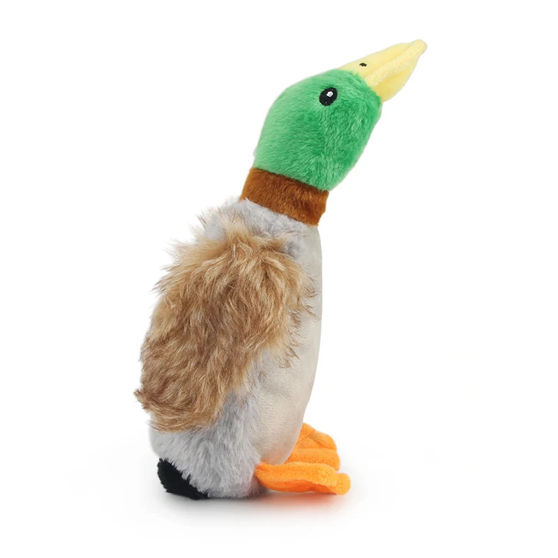 Plush Duck Squeaky Dog Toy - Interactive Chew Toy for Teeth Cleaning