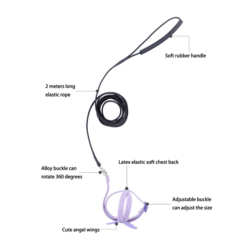 Adjustable Parrot Bird Harness & Leash Set - Anti-Bite Training Rope for Small Birds