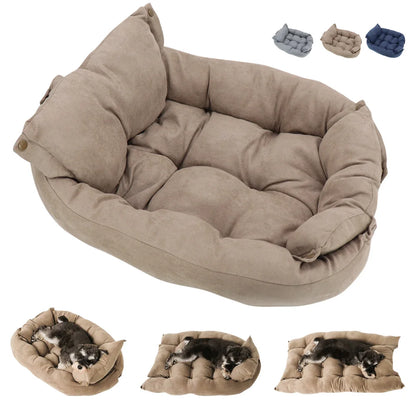 3-in-1 Multifunction Pet Bed - Soft Washable Dog & Cat Sofa