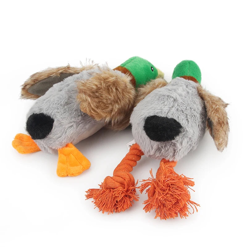 Plush Duck Squeaky Dog Toy - Interactive Chew Toy for Teeth Cleaning