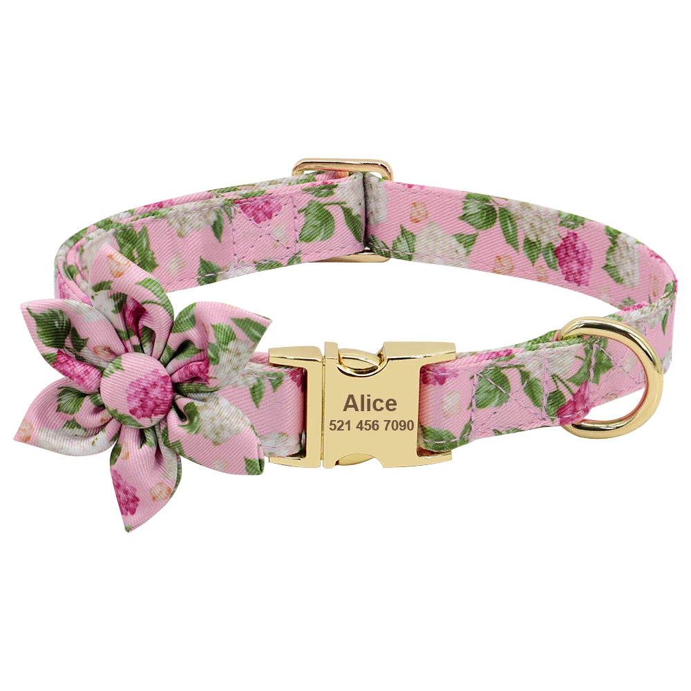 Personalized Dog Collar and Leash Set - Custom Engraved ID Collar