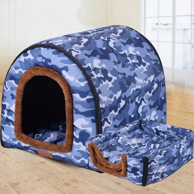 Cozy Star Print Pet House - Foldable Dog & Cat Bed