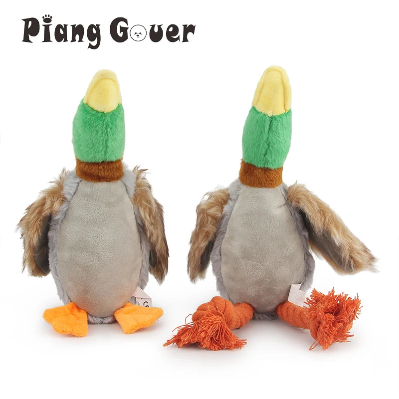 Plush Duck Squeaky Dog Toy - Interactive Chew Toy for Teeth Cleaning