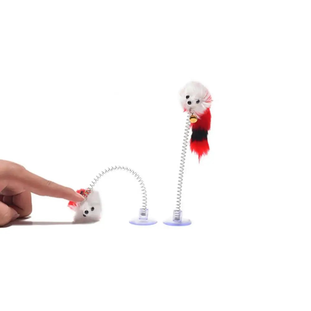 Interactive Cat Feather Toy with Suction Base & Bell