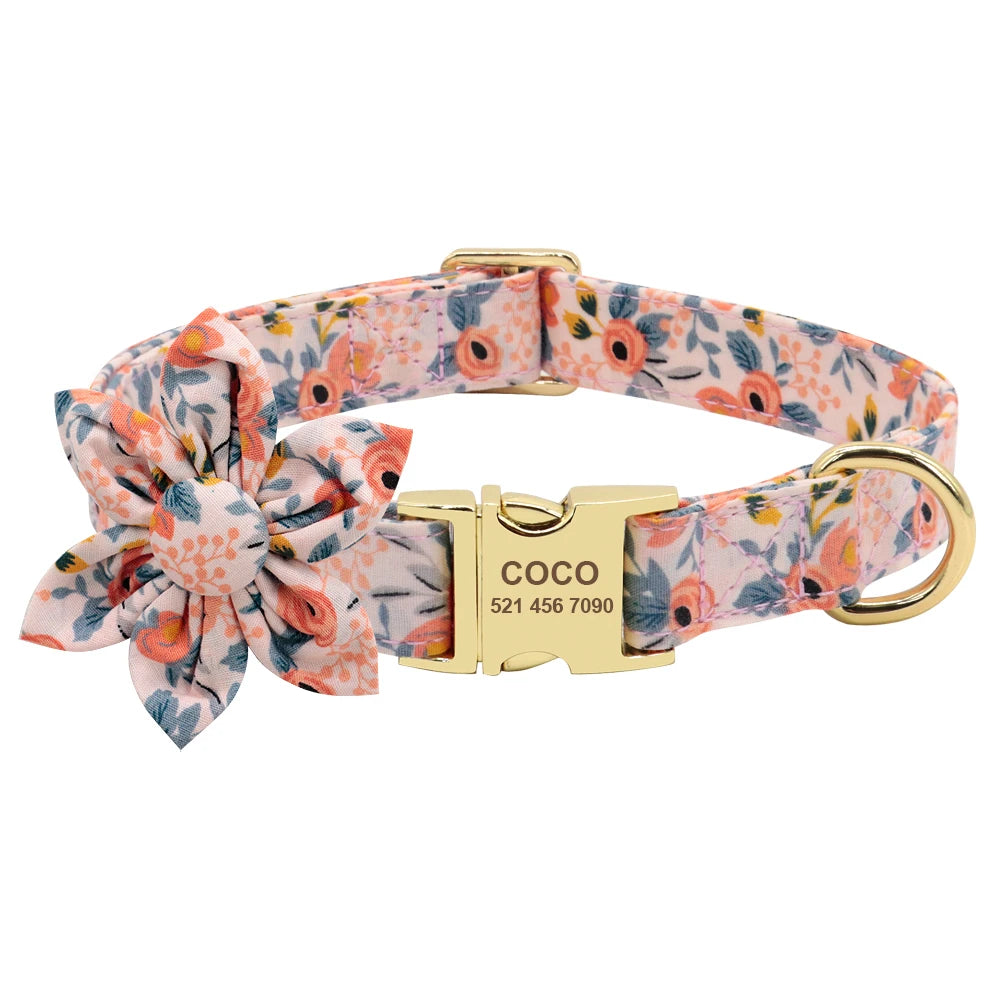 Personalized Dog Collar and Leash Set - Custom Engraved ID Collar