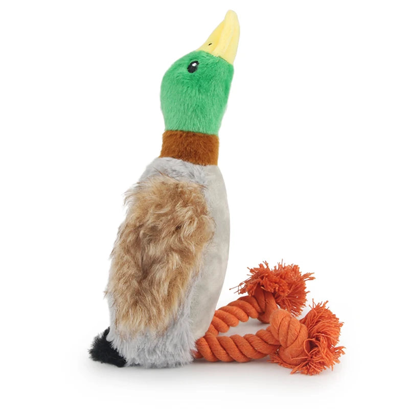 Plush Duck Squeaky Dog Toy - Interactive Chew Toy for Teeth Cleaning