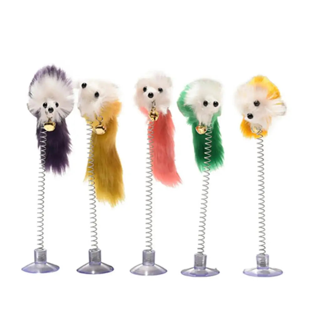 Interactive Cat Feather Toy with Suction Base & Bell