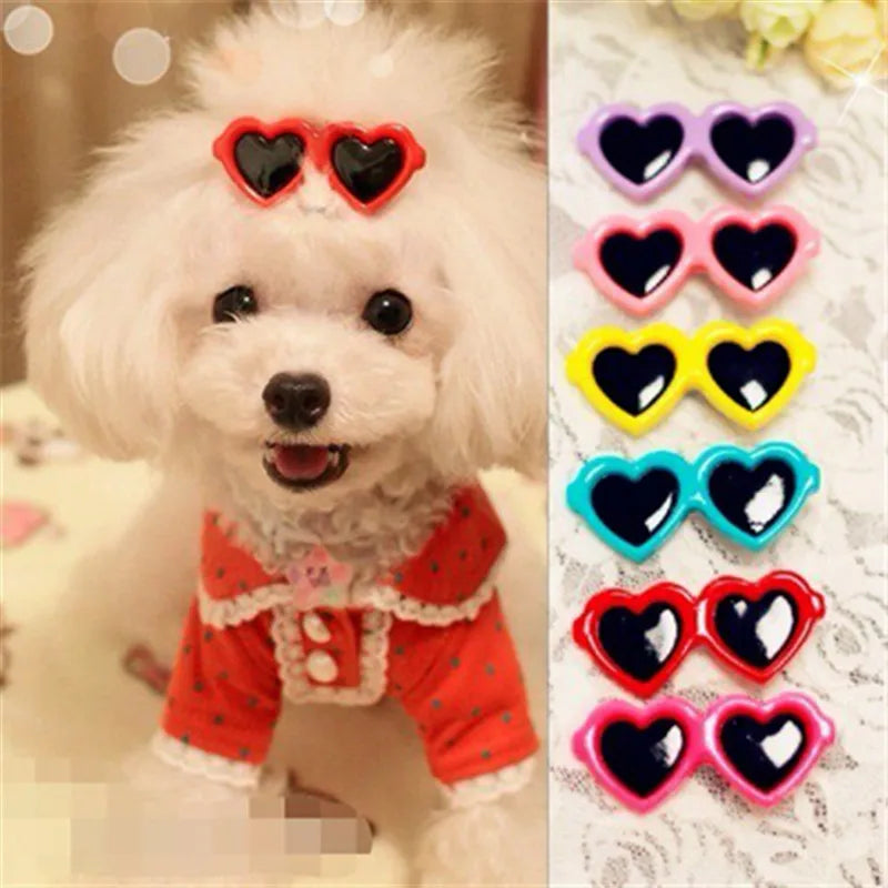 Pet Heart Sunglasses & Hair Accessories - Adorable Bow Clips for Dogs & Cats
