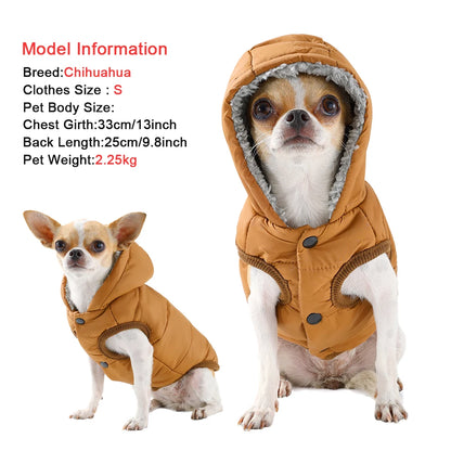 Premium Waterproof Pet Hoodie Coat - Winter Fleece Jacket for Small to Medium Dogs & Cats