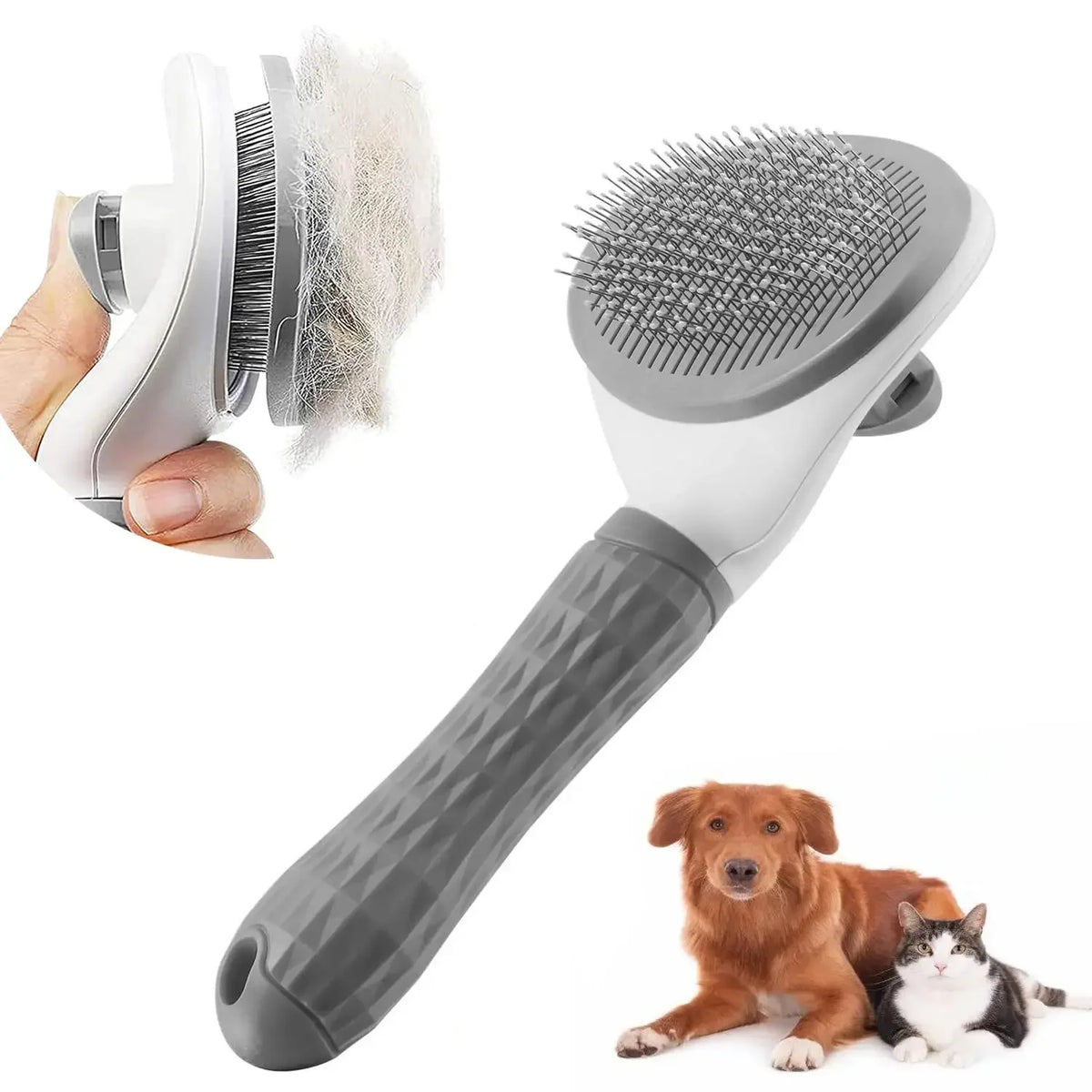 Self-Cleaning Pet Grooming Brush - Hair Removal Comb for Cats & Dogs