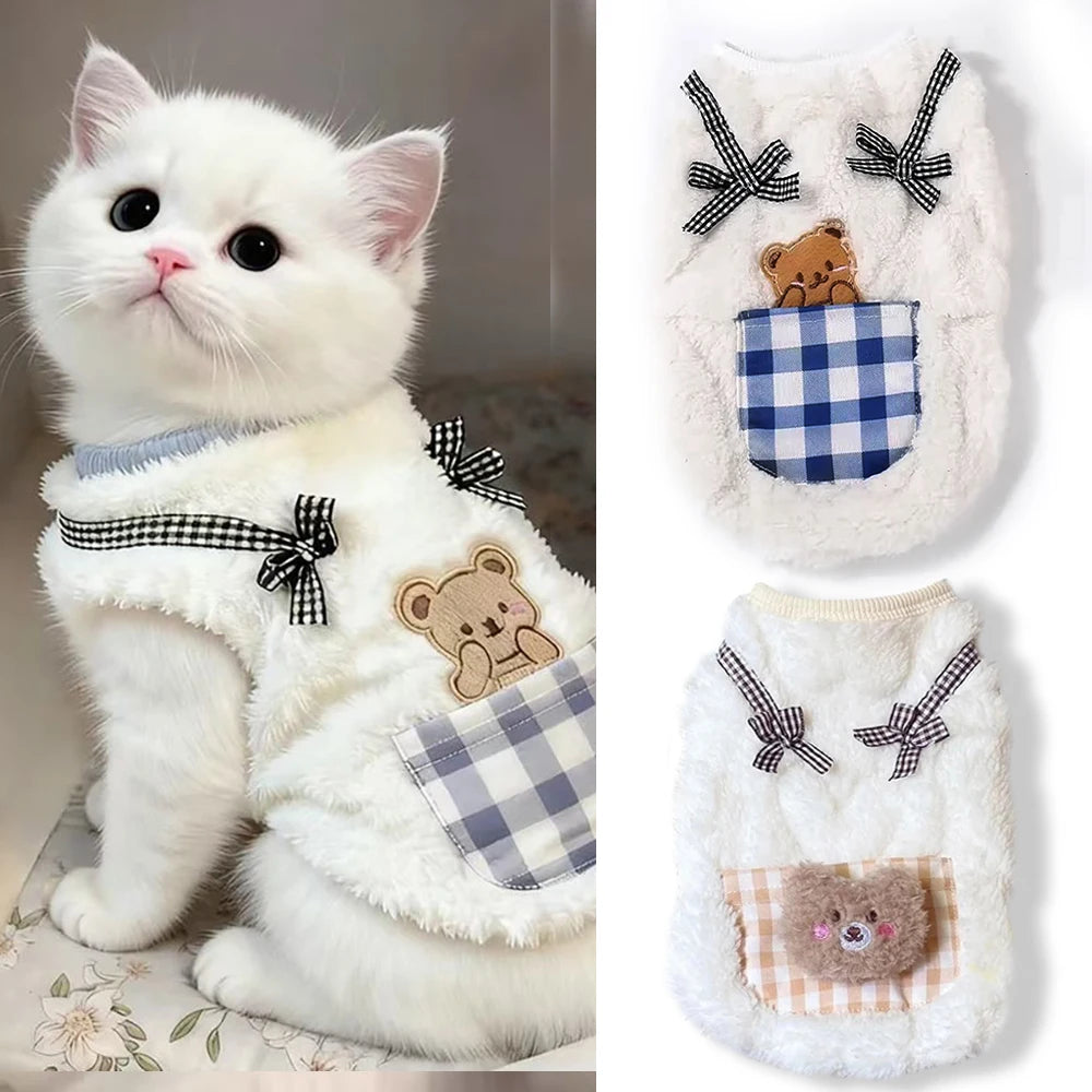Cozy Plush Pet Vest - Warm Fleece Coat for Small Dogs & Cats