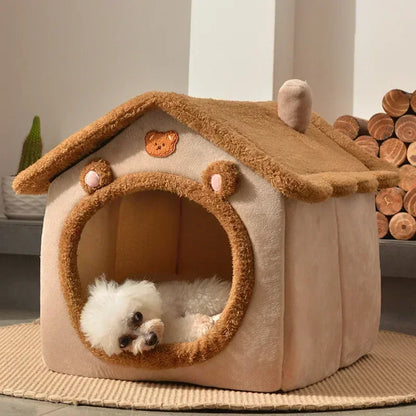 Foldable Pet House Bed - Warm Winter Cave for Small & Medium Dogs and Cats