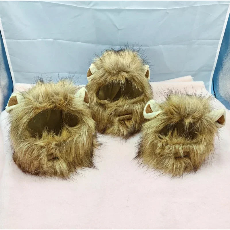 Lion Mane Cat Costume - Adjustable Pet Headgear for Cats & Dogs