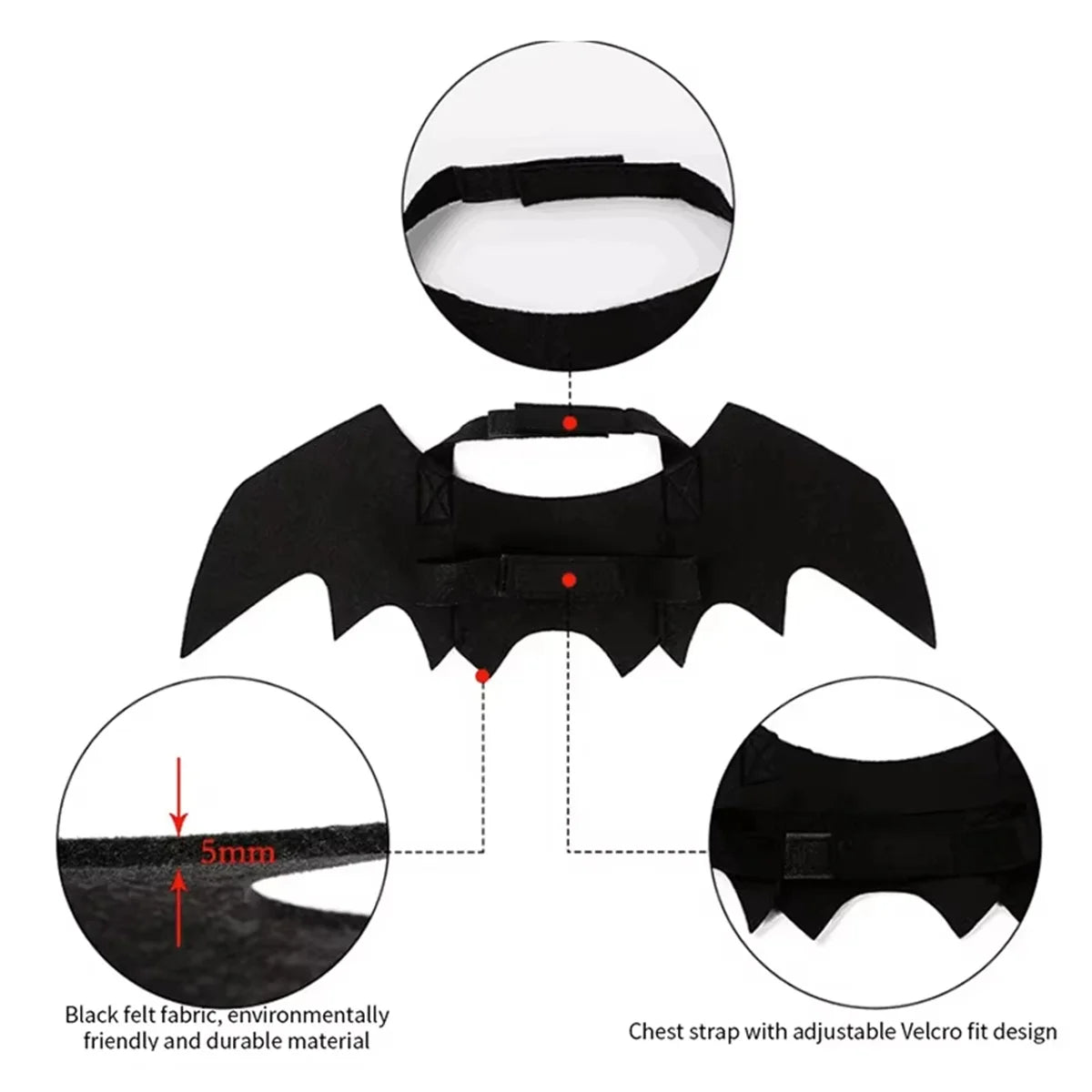 Halloween Pet Bat Wings Costume with Pumpkin Bells - Cat & Dog Cosplay Outfit