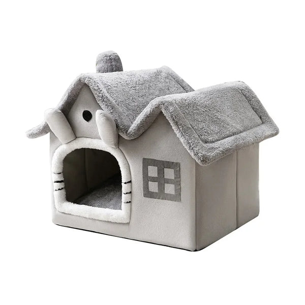 Cozy Cave Pet Bed - Foldable Winter Warm House for Cats & Small Dogs