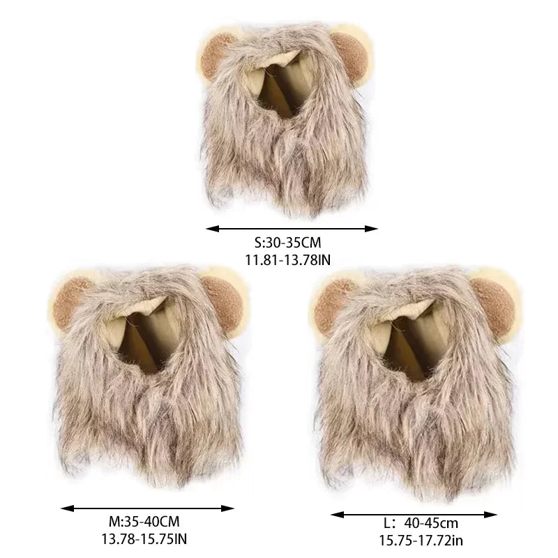 Lion Mane Cat Costume - Adjustable Pet Headgear for Cats & Dogs