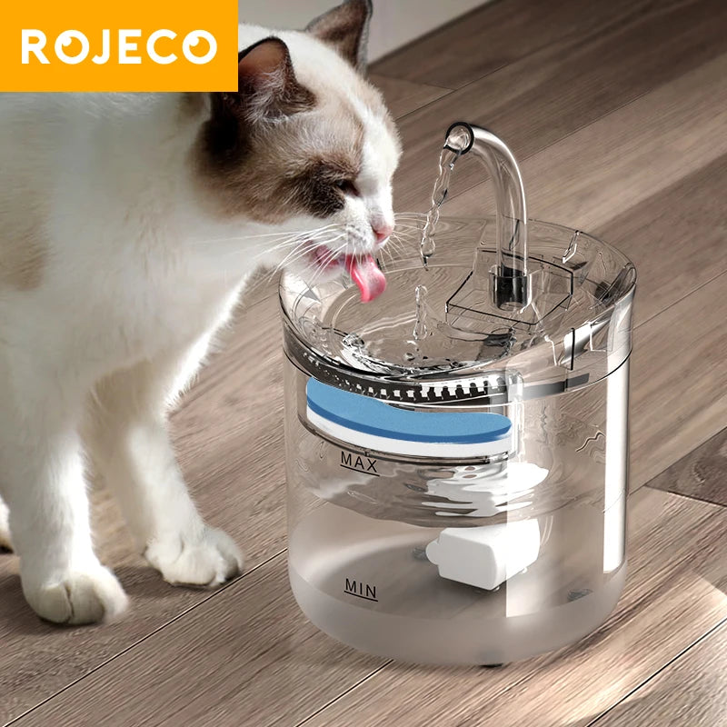 ROJECO Automatic Cat Water Fountain with Smart Sensor - 2L Pet Drinking Dispenser