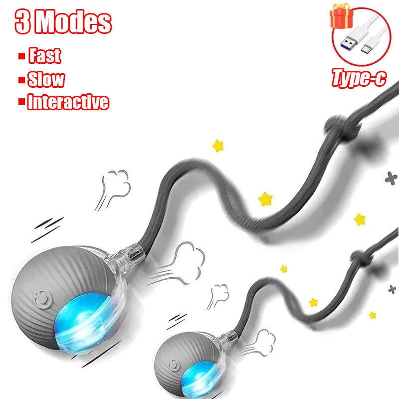 Interactive Cat Ball Toy - Automatic Rolling Smart Pet Toy with Faux Tail