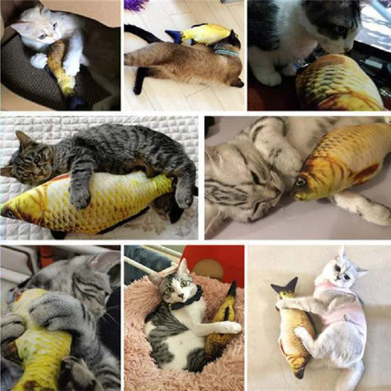 Interactive Cat Fish Toy Scratcher with Catnip