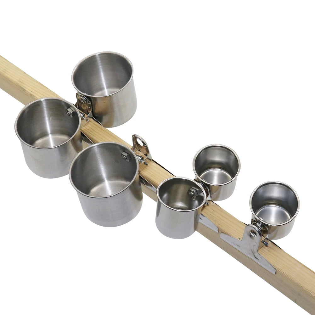 Stainless Steel Bird Feeder with Clip - Double & Single Cup Options