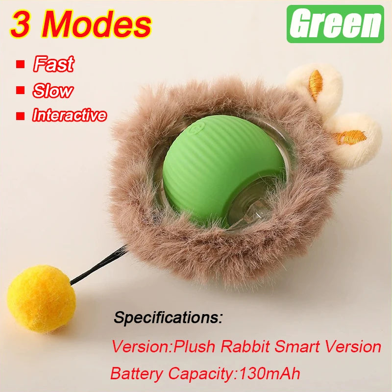 Interactive Cat Ball Toy - Automatic Rolling Smart Pet Toy with Faux Tail