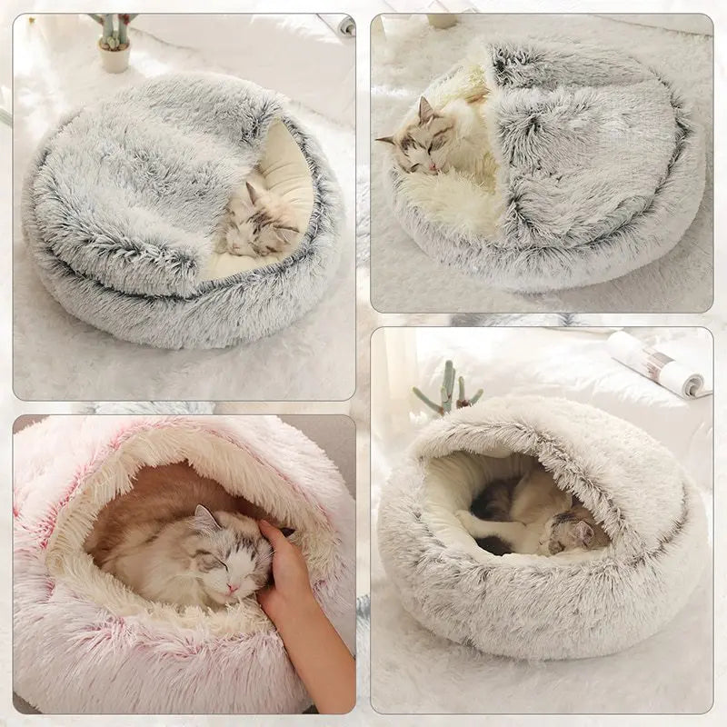 Premium Plush Round Pet Bed - Cozy Sleeping Nest for Cats & Small Dogs