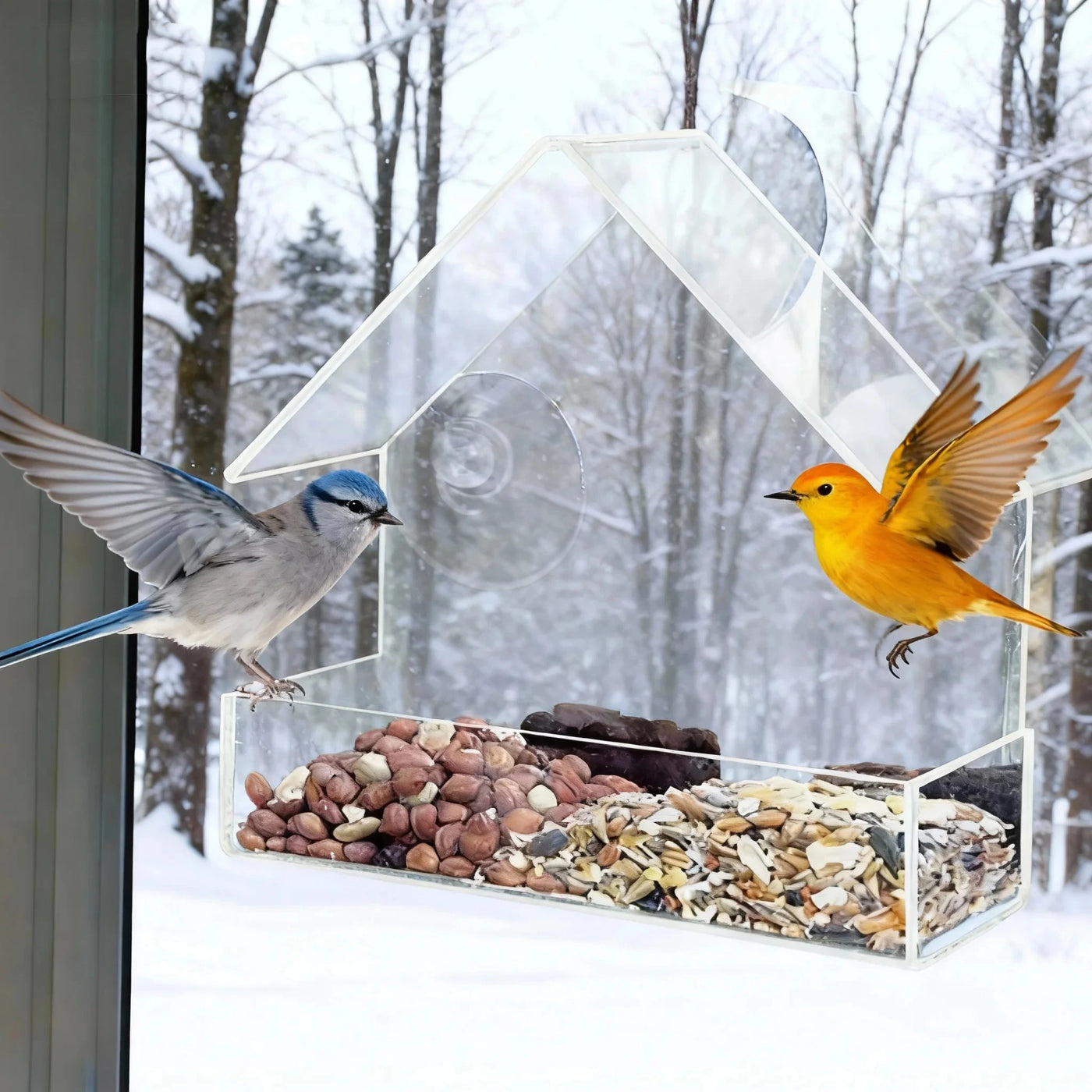 Clear Acrylic Window Bird Feeder with Suction Cup - PetWorld