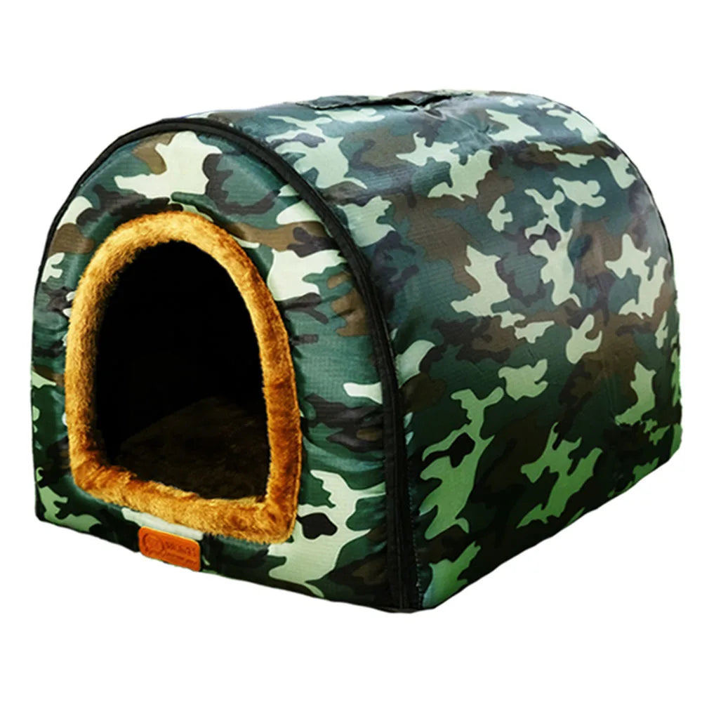 Cozy Star Print Pet House - Foldable Dog & Cat Bed