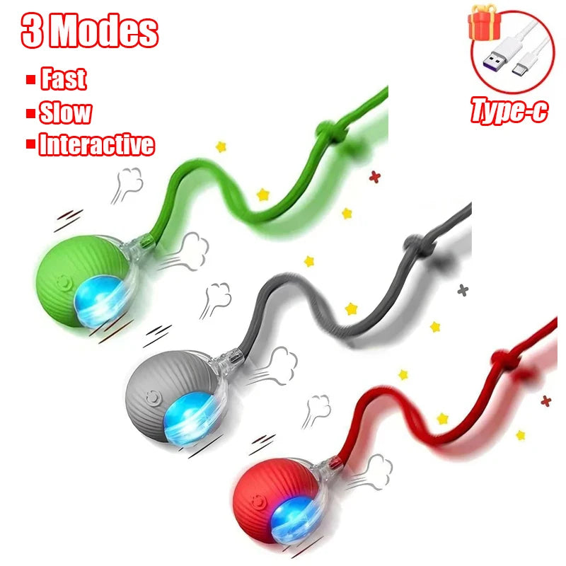 Interactive Cat Ball Toy - Automatic Rolling Smart Pet Toy with Faux Tail