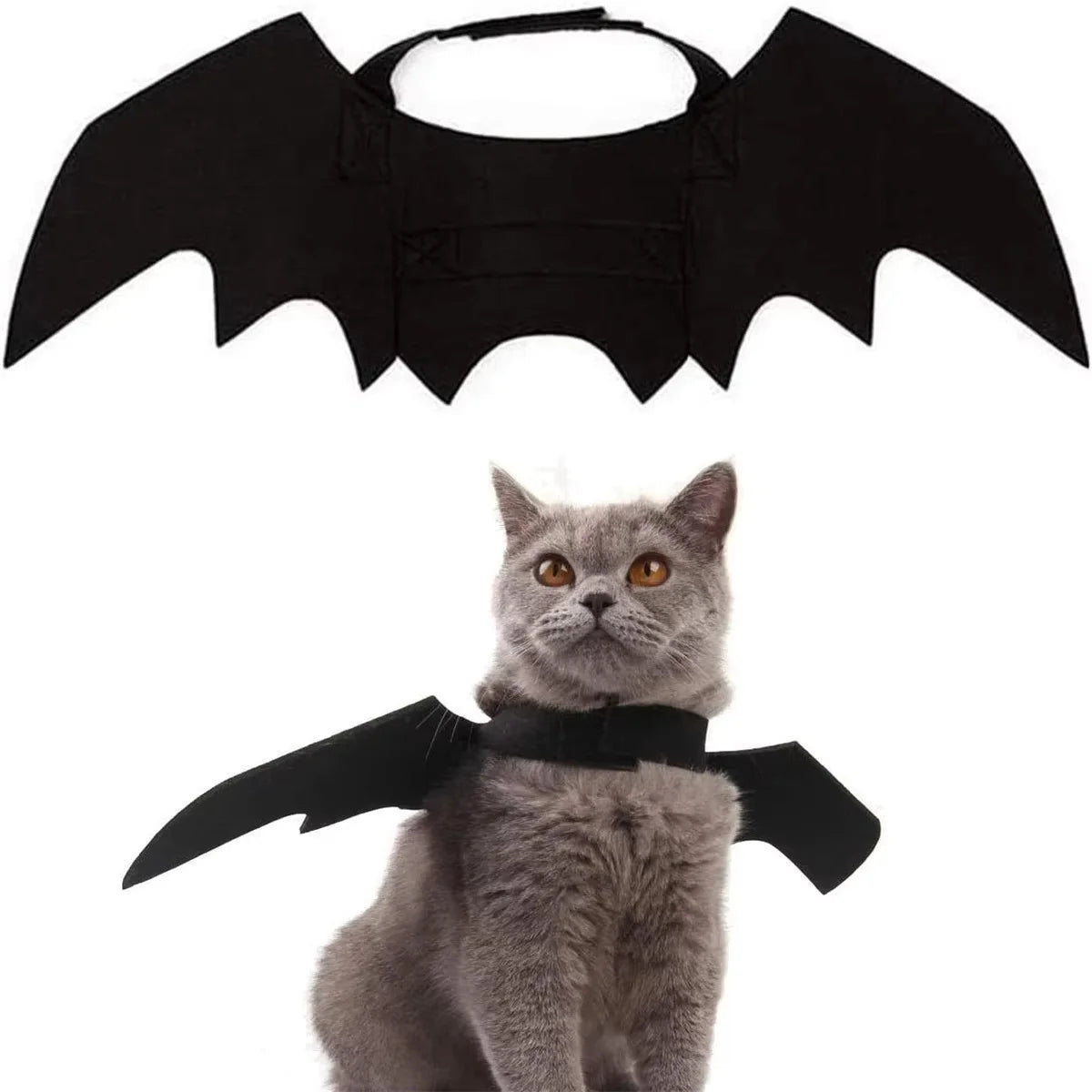 Halloween Pet Bat Wings Costume with Pumpkin Bells - Cat & Dog Cosplay Outfit