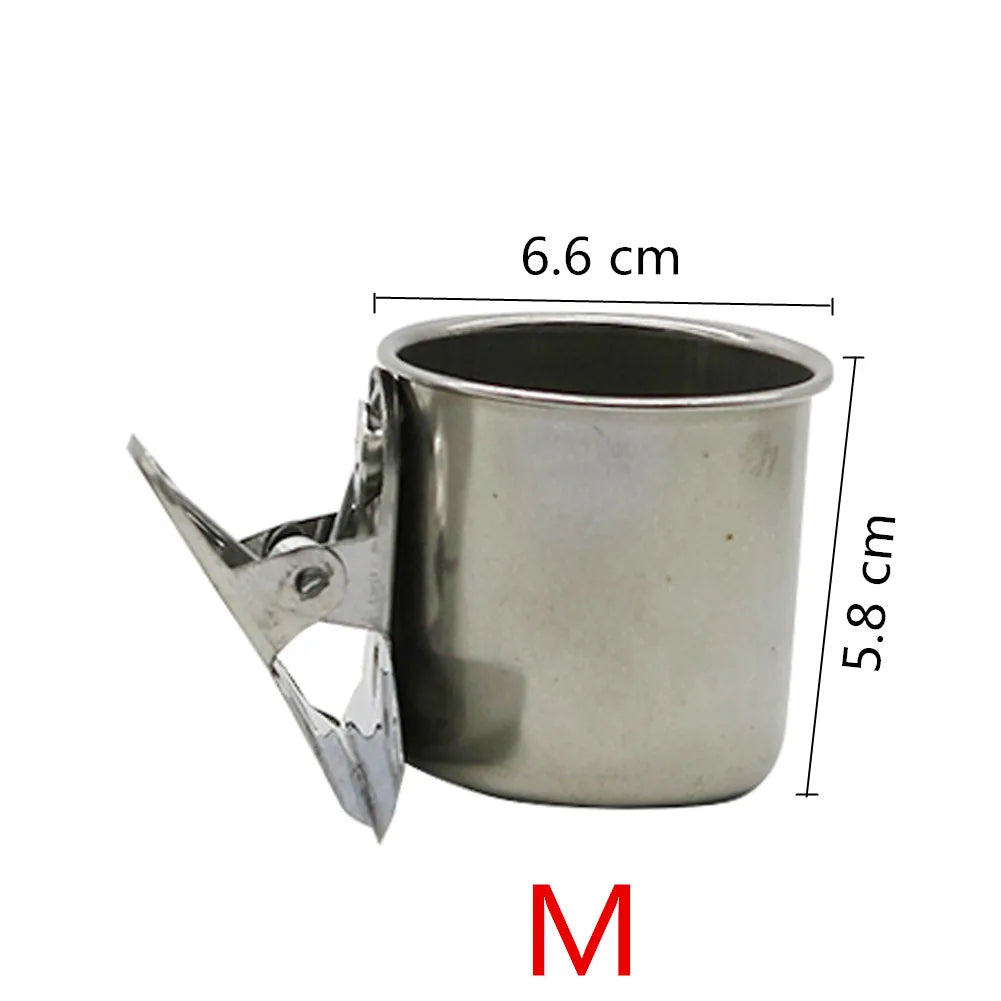 Stainless Steel Bird Feeder with Clip - Double & Single Cup Options