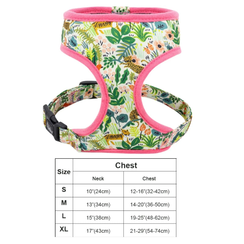 Floral Print Dog Harness and Leash Set - Adjustable Comfort Vest for Small to Large Dogs