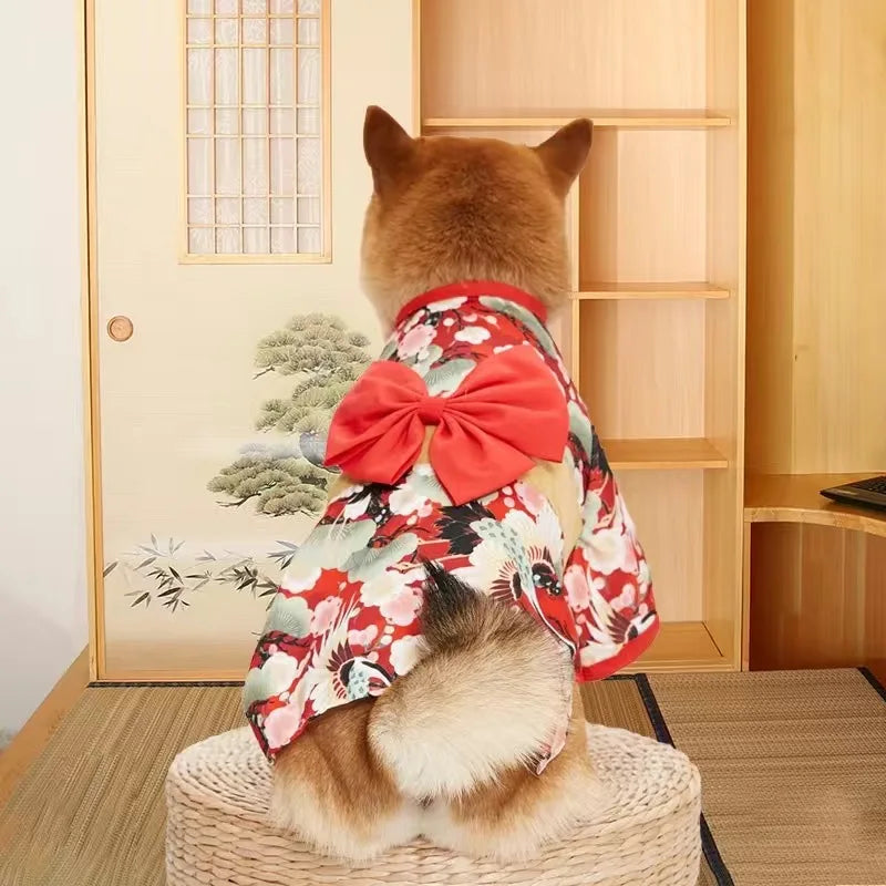 Japanese Style Pet Kimono Coat - Lightweight Summer Outfit for Cats & Dogs