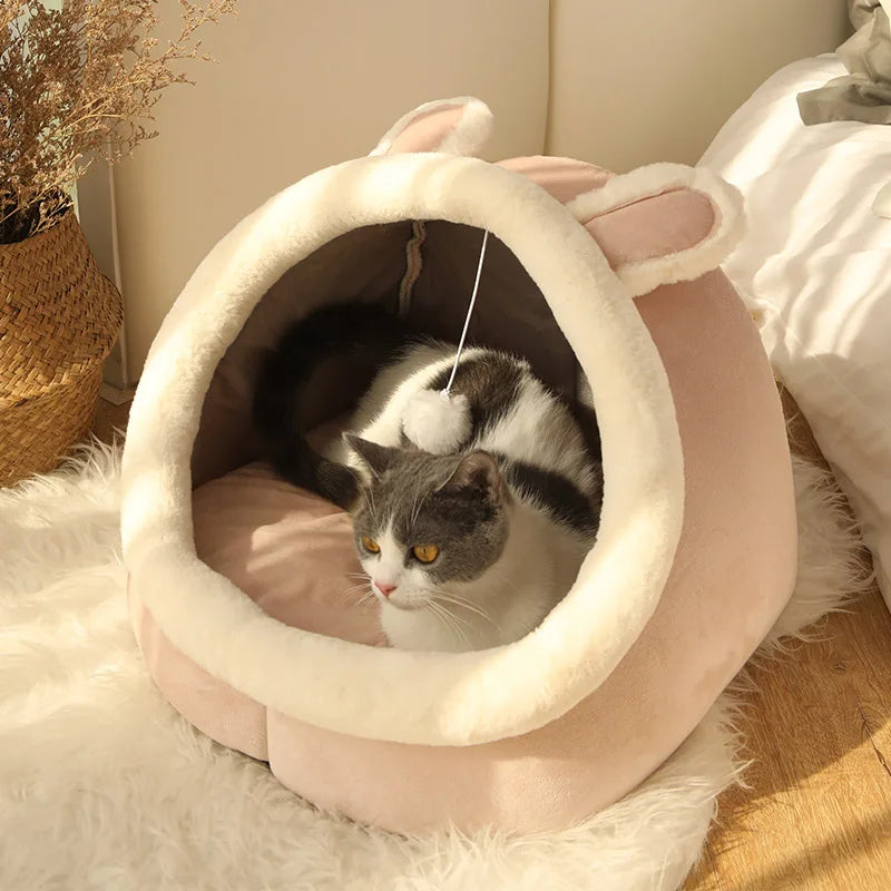 Premium Deep Sleep Cat Bed - Foldable & Washable Pet Cave
