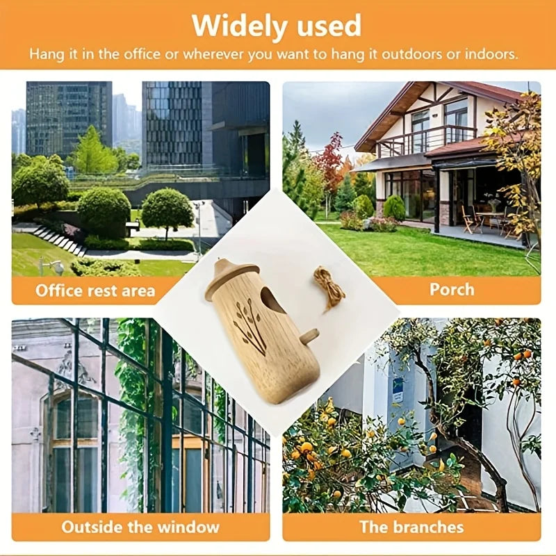 Wooden Hanging Hummingbird House - Handcrafted Outdoor Bird Nest