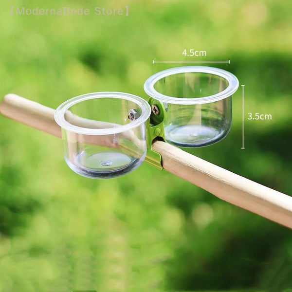 Parrot Food Bowl Feeder Cup with Clip - Bird Cage Water & Food Dispenser